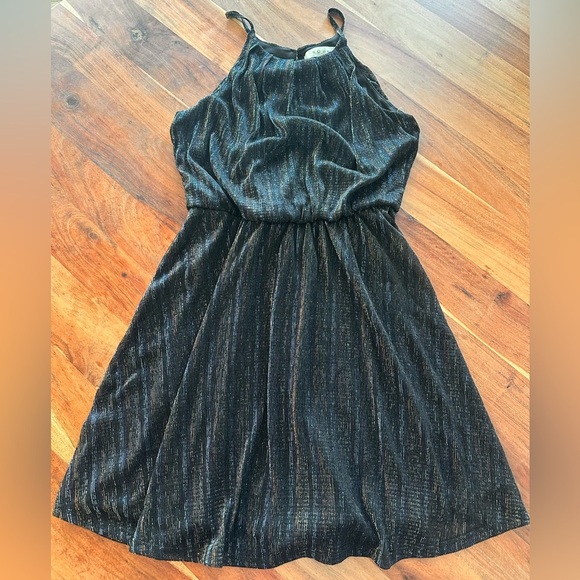 Row A Black and Shimmery Metallic Sleeveless Dress - Picture 1 of 5